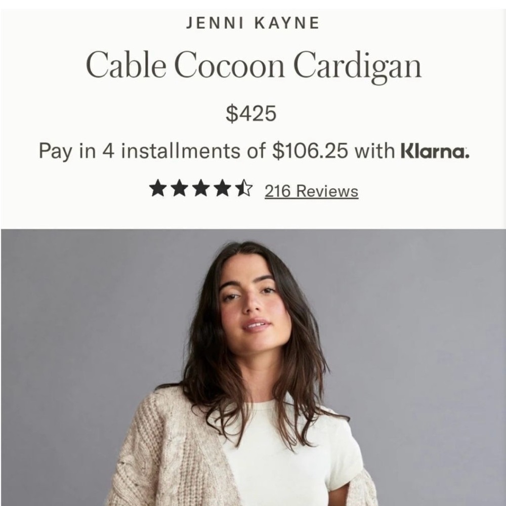 Jenni Kayne Cocoon Cable Cardigan Oatmeal XXS - Picture 2 of 13